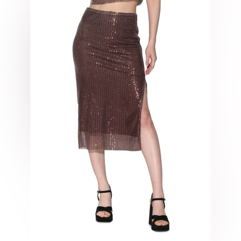 WALTER BAKER Anthropologie Crista skirt in City Sequin Mink